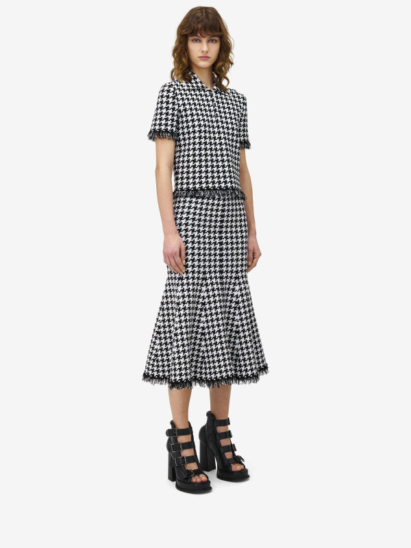 ALEXANDER MCQUEEN - Houndstooth Midi Skirt - Item 829318Q1BDB1080